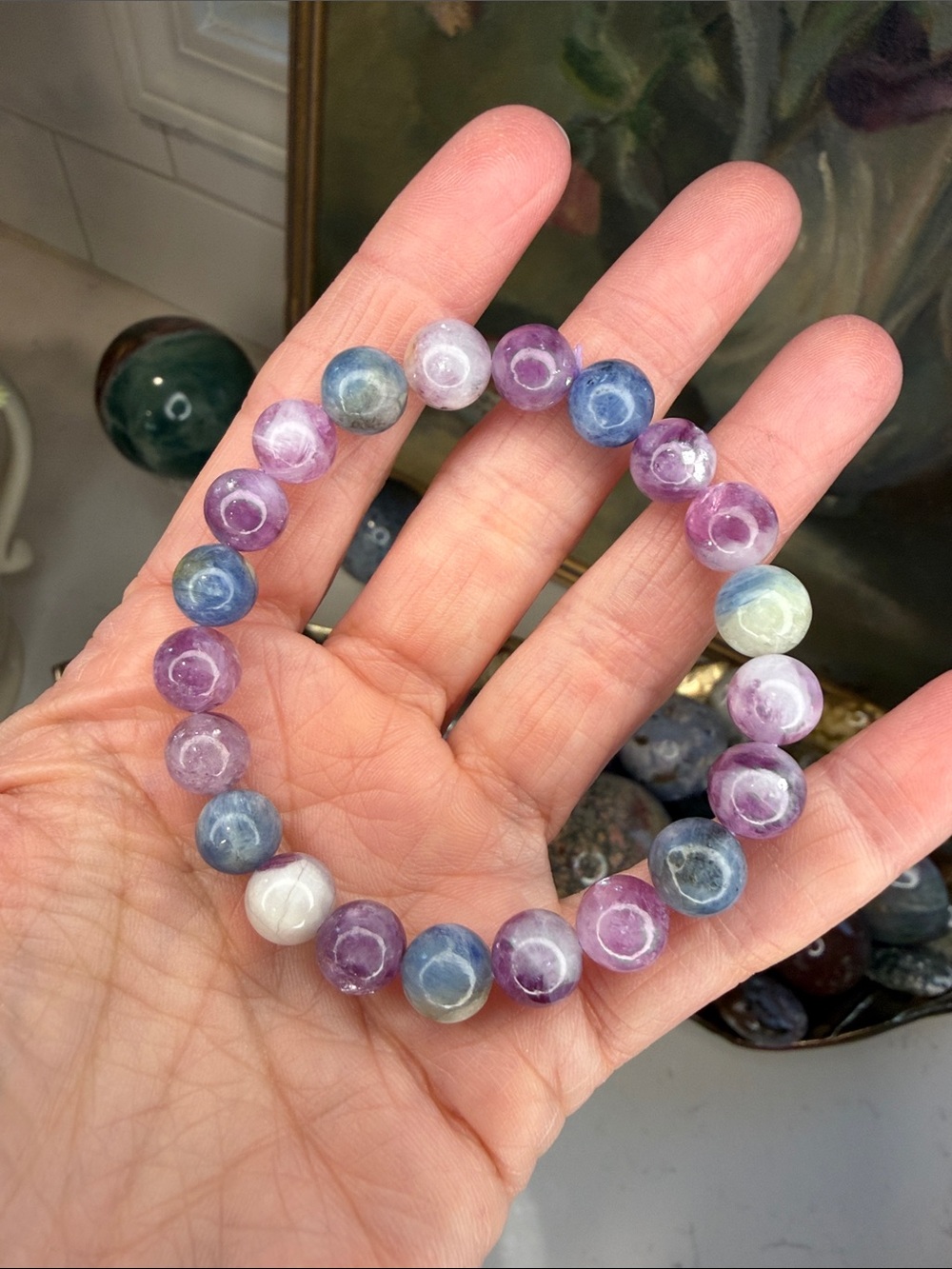 Lepidolite with Green Mica Bracelet: B1305